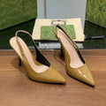GUCCI HIGH SLINGBACK 10.5 CM IN DIJON YELLOW GLOSSY CALFSKIN WITH GOLD HARDWARE