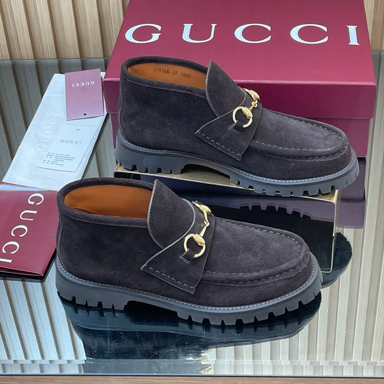 GUCCI HORSEBIT LOAFERS IN DARK PURPLE SUEDE
