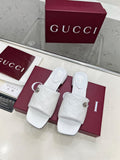 GUCCI CASUAL SLIPPERS IN WHITE CALFSKIN LOGO EMBOSSING