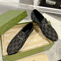 GUCCI MEN'S LOAFER WITH HORSEBIT IN BLACK MONOGRAM JACQUARD FABRIC