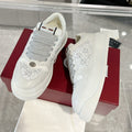 GUCCI SCREENER SNEAKER WITH CRYSTALS IN IVORY BEIGE MIX RHINO GRAY CALFSKIN