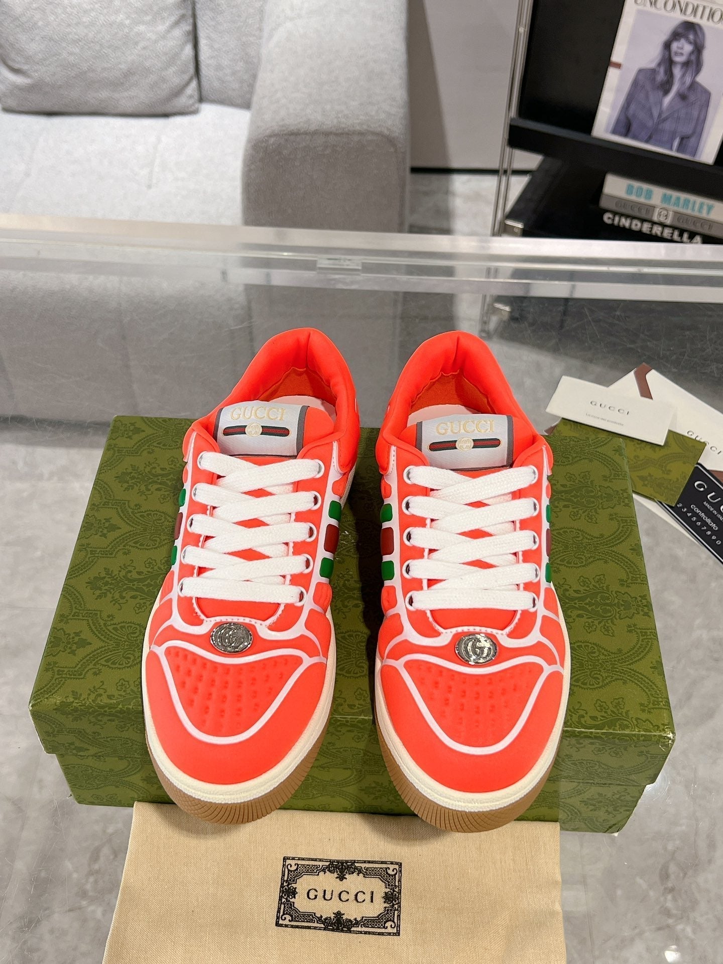 GUCCI SNEAKER IN ROSE RED MIX COLORFUL CALFSKIN