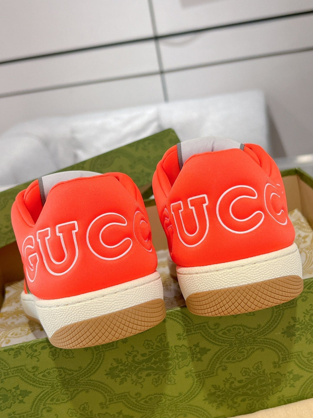 GUCCI SNEAKER IN ROSE RED MIX COLORFUL CALFSKIN