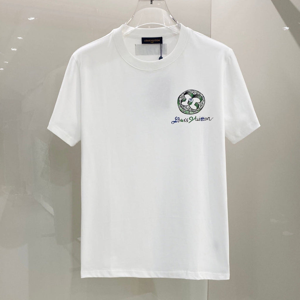 LOUIS VUITTON LV T-SHIRT WHITE COTTON HAND-PAINTED LOGO 238851