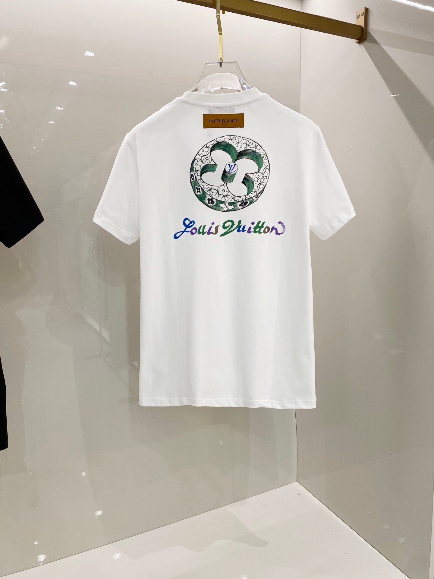 LOUIS VUITTON LV T-SHIRT WHITE COTTON HAND-PAINTED LOGO 238851
