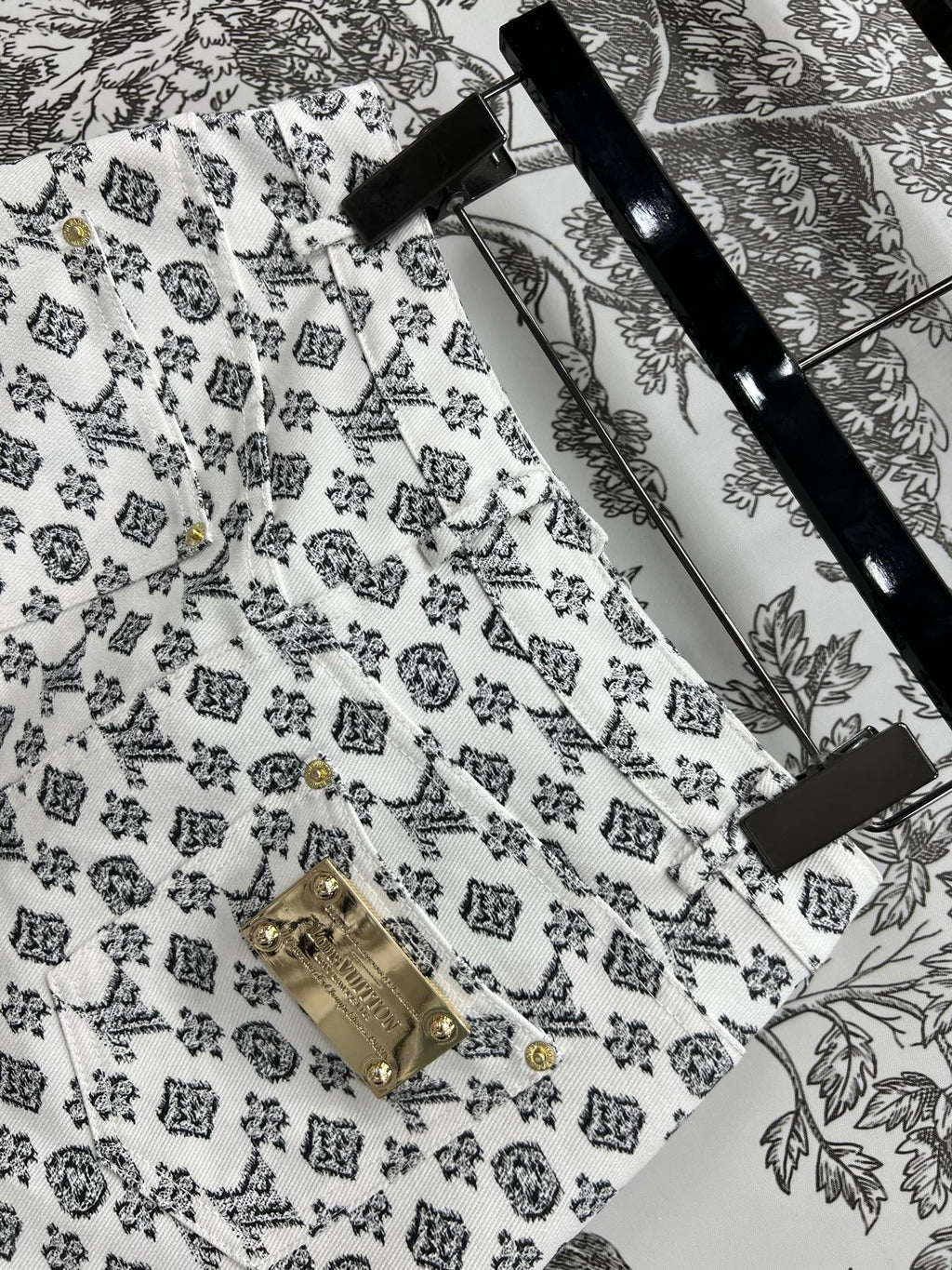 LOUIS VUITTON LV JACQUARD PATTERN DENIM SKIRT 274631