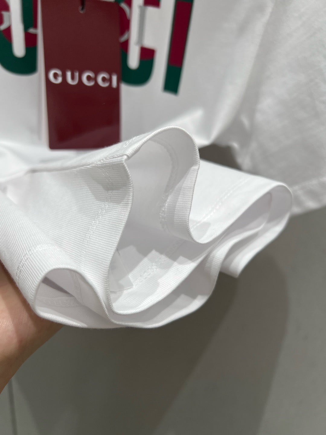 GUCCI Gucci 2025 Print Short Sleeve T-shirt White Green Red Cotton