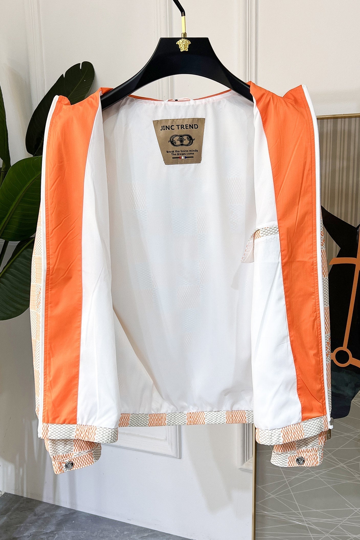 LOUIS VUITTON LV ORANGE AND GRAY DAMIER JACKET 239117
