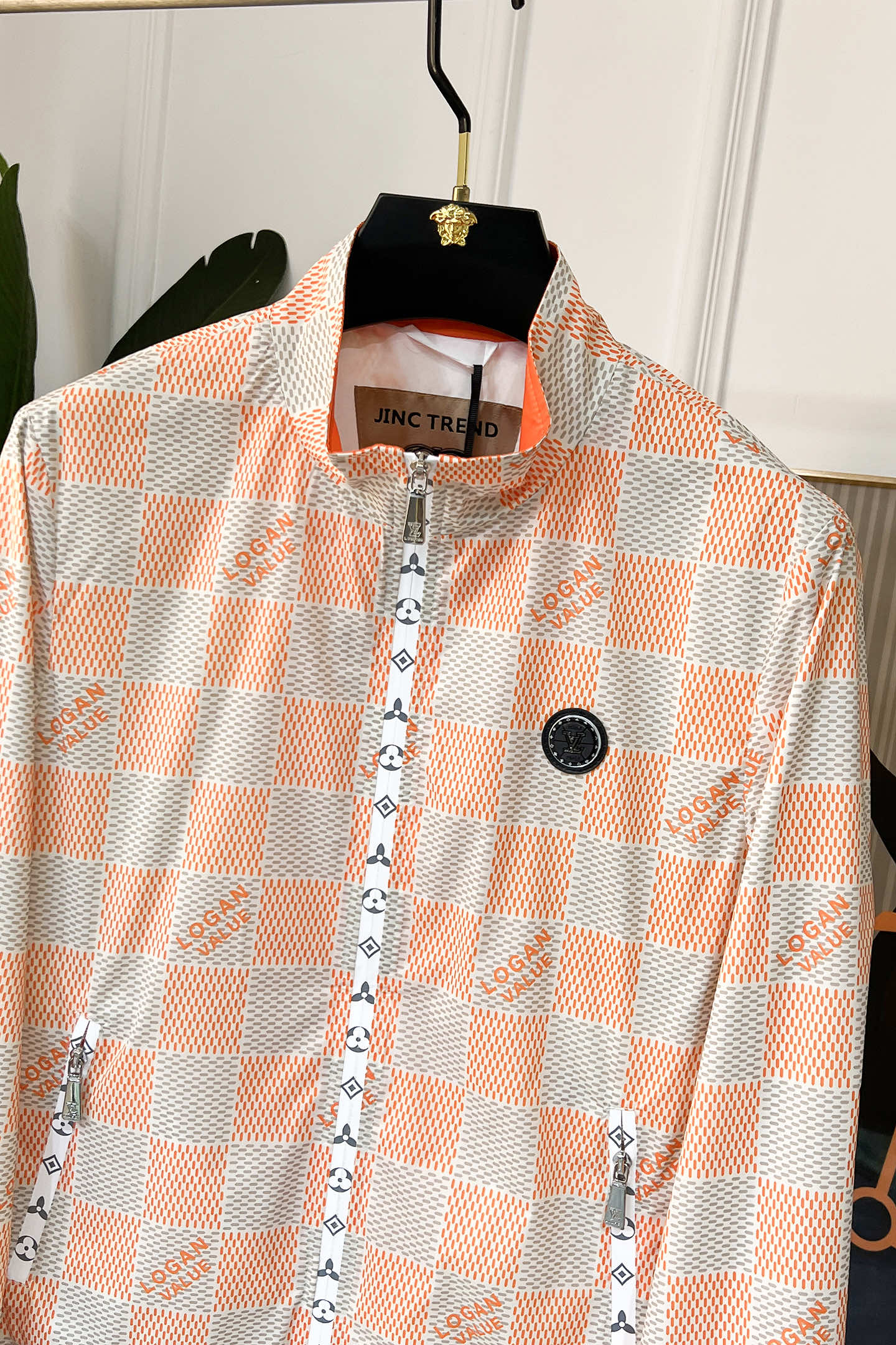 LOUIS VUITTON LV ORANGE AND GRAY DAMIER JACKET 239117