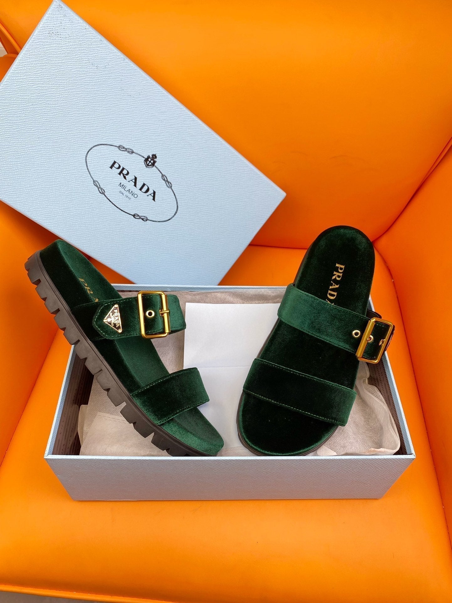 PRADA Pra Slides 10 Velvet Laurel Green