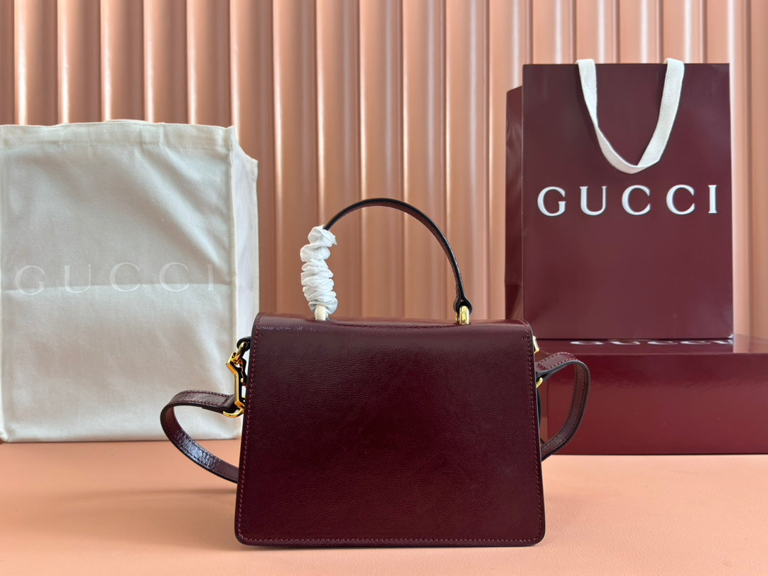 GUCCI DIONYSUS MEDIUM SHOULDER BAG 22 IN ROSSO ANCORA RED  GLOSSY LAMBSKIN