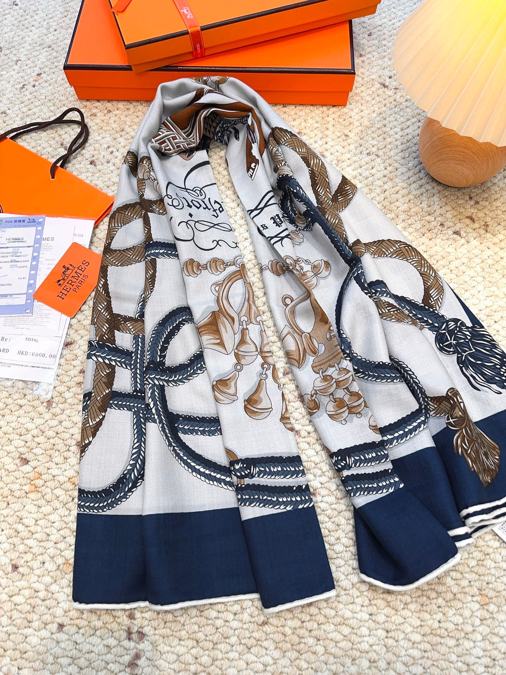 HERMES HERMES 25S SCARF 140 IN CASERE SILK 854537