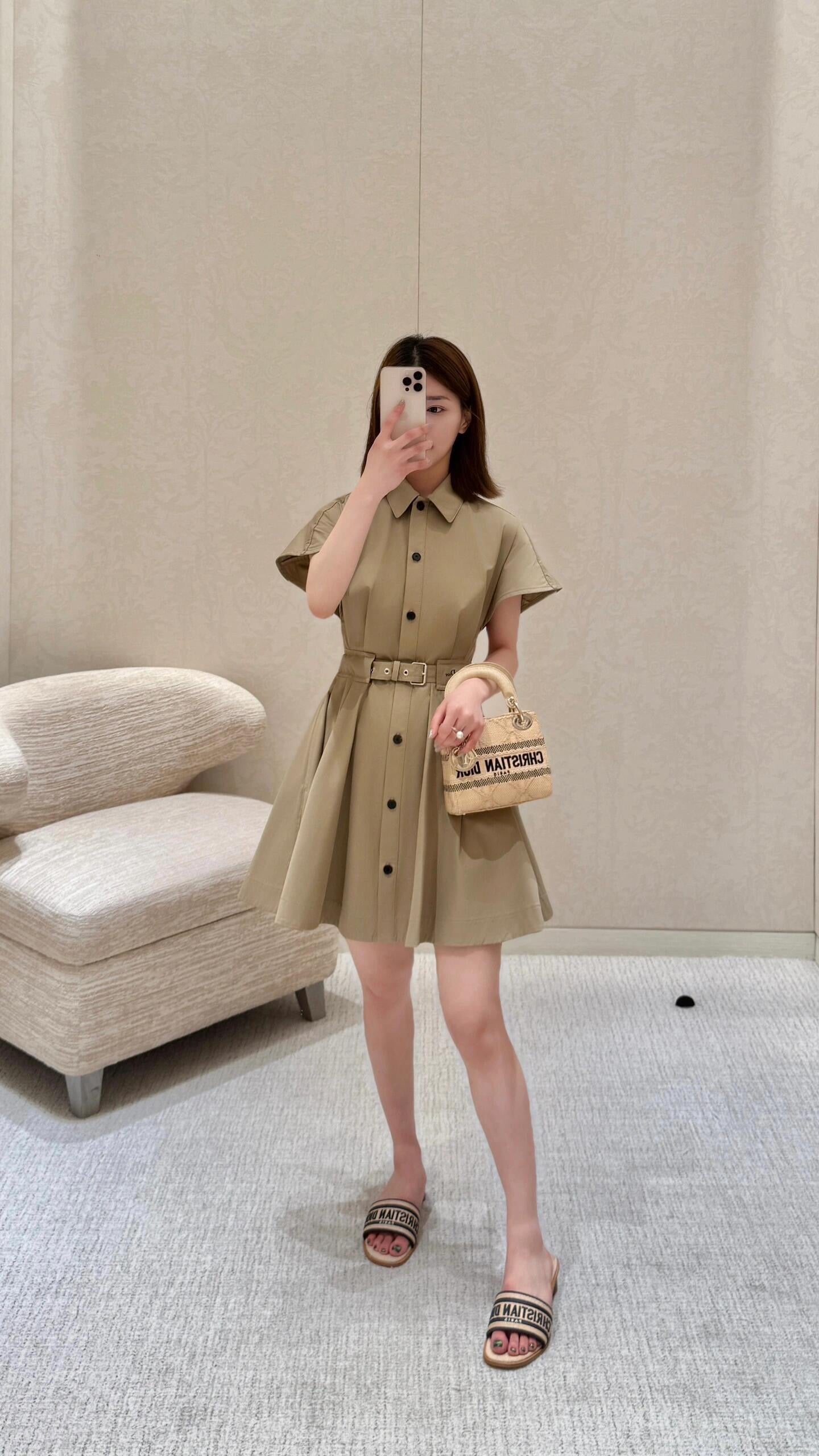 DIOR 25S PLEATED SHIRT DRESS 220902
