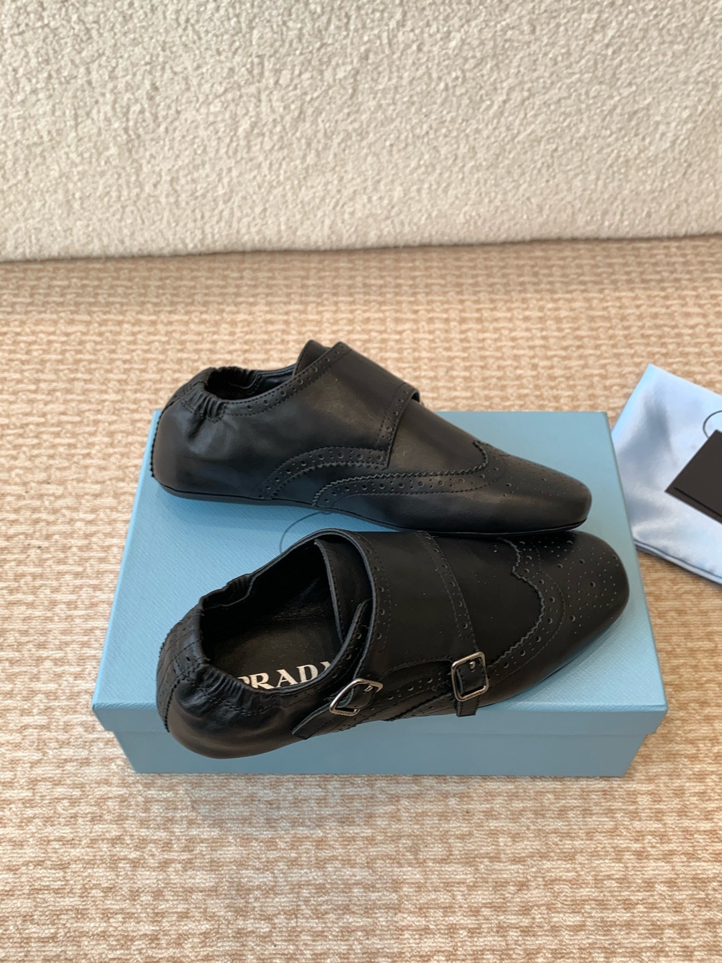 PRADA MONK STRAP IN BLACK CALFSKIN