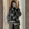 GUCCI SCARF 195 CM IN BLACK AND LIGHT GRAY  WOOL LAMÉ JACQUARD 403977