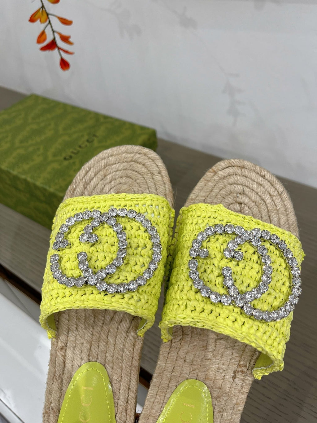 GUCCI INTERLOCKING G ESPADRILLE LEMON FABRIC
