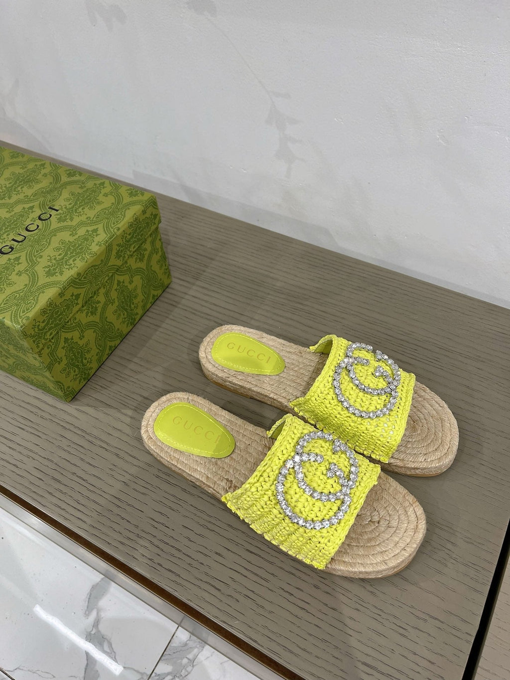 GUCCI INTERLOCKING G ESPADRILLE LEMON FABRIC