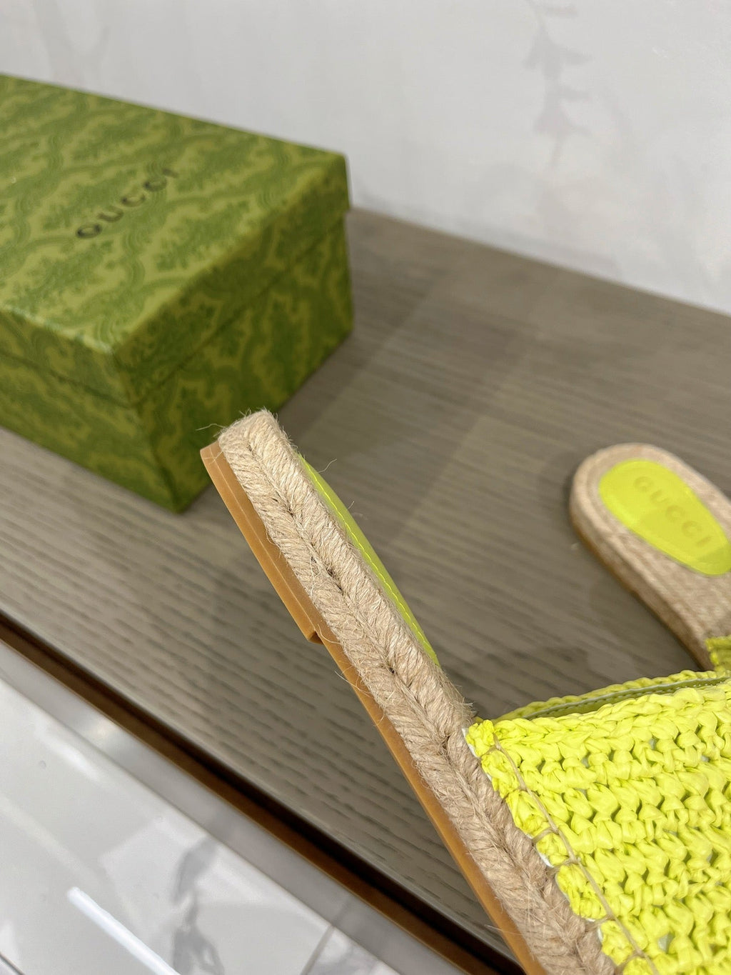 GUCCI INTERLOCKING G ESPADRILLE LEMON FABRIC