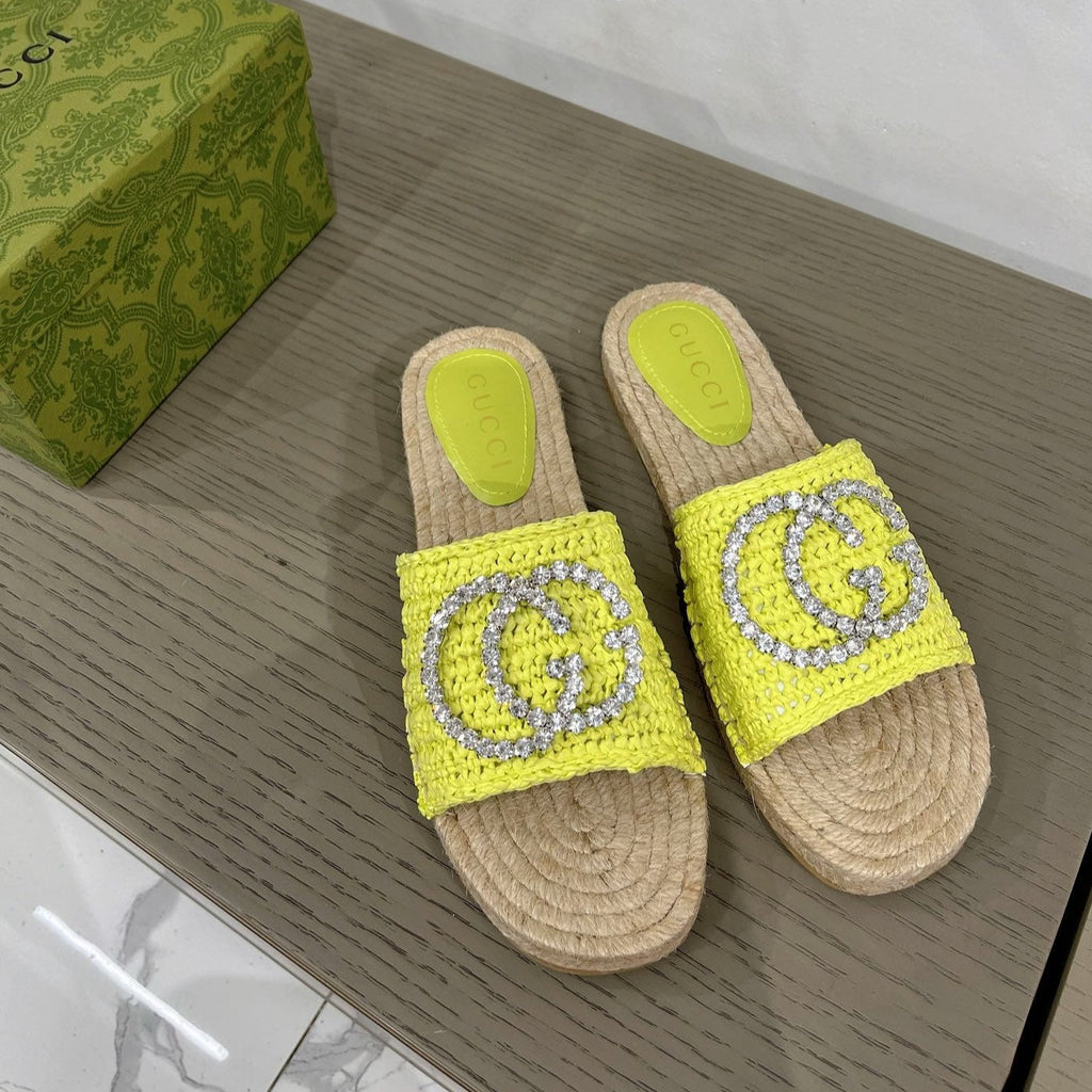 GUCCI INTERLOCKING G ESPADRILLE LEMON FABRIC