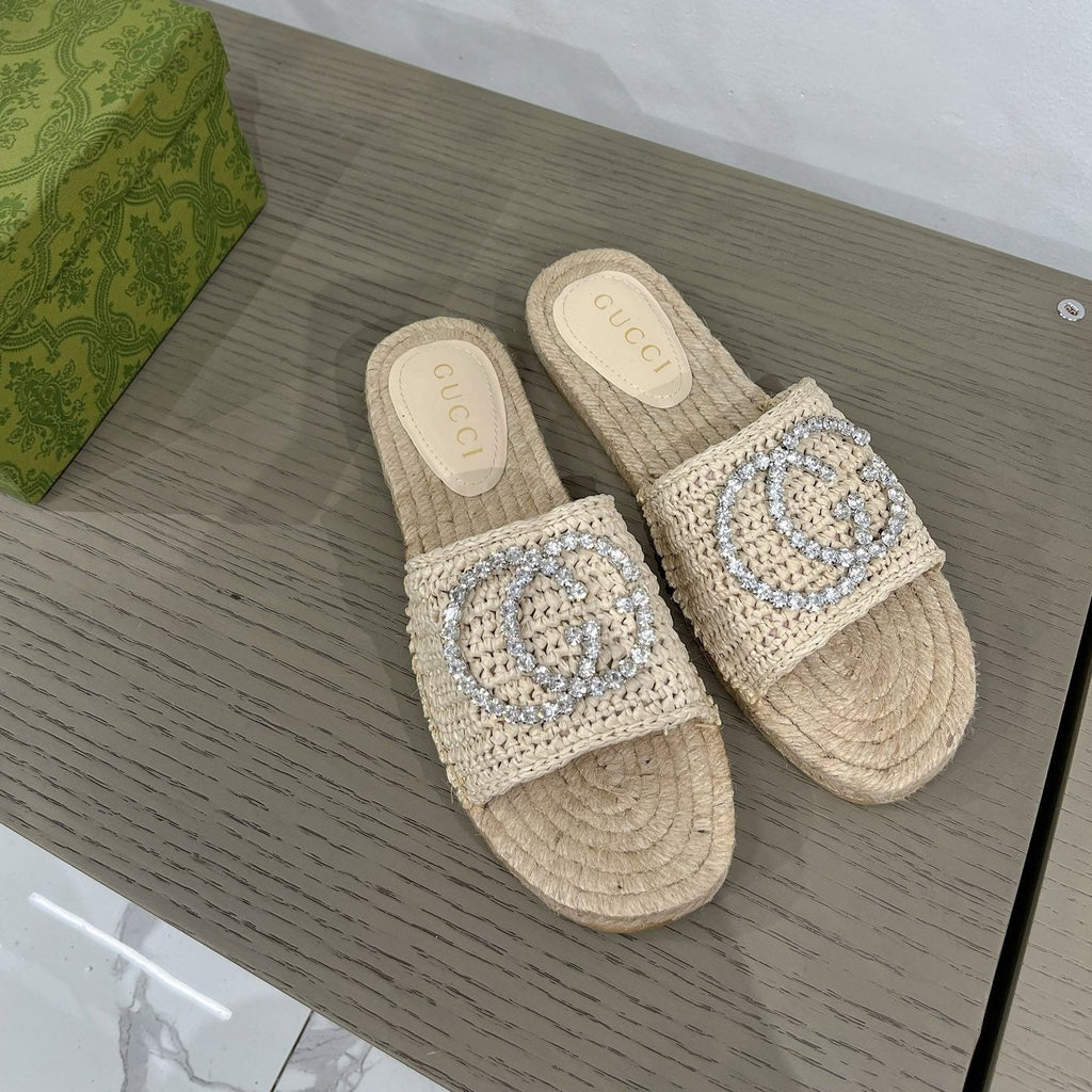 GUCCI INTERLOCKING G ESPADRILLE CREAM FABRIC