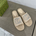 GUCCI INTERLOCKING G ESPADRILLE CREAM FABRIC