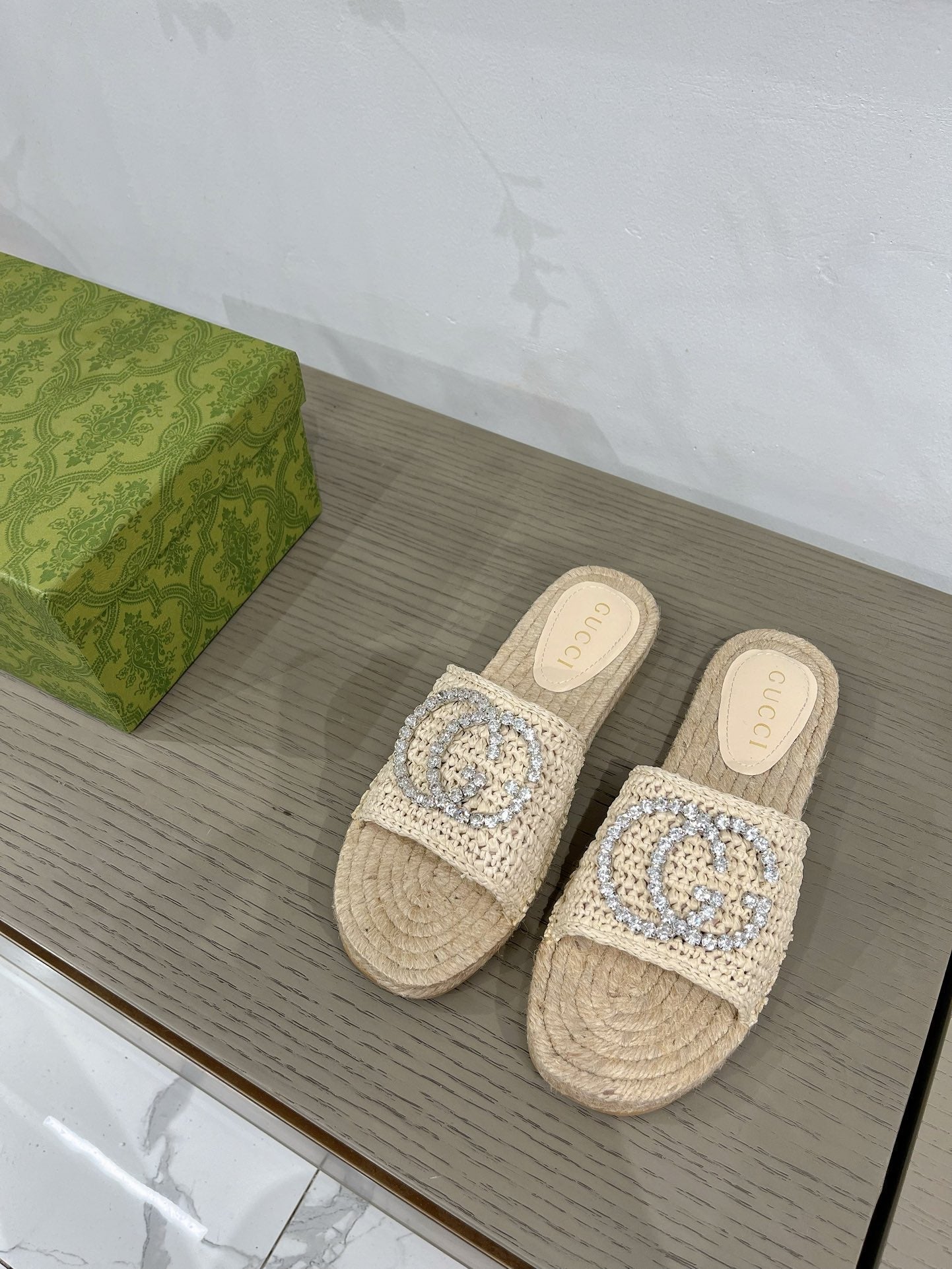 GUCCI INTERLOCKING G ESPADRILLE CREAM FABRIC