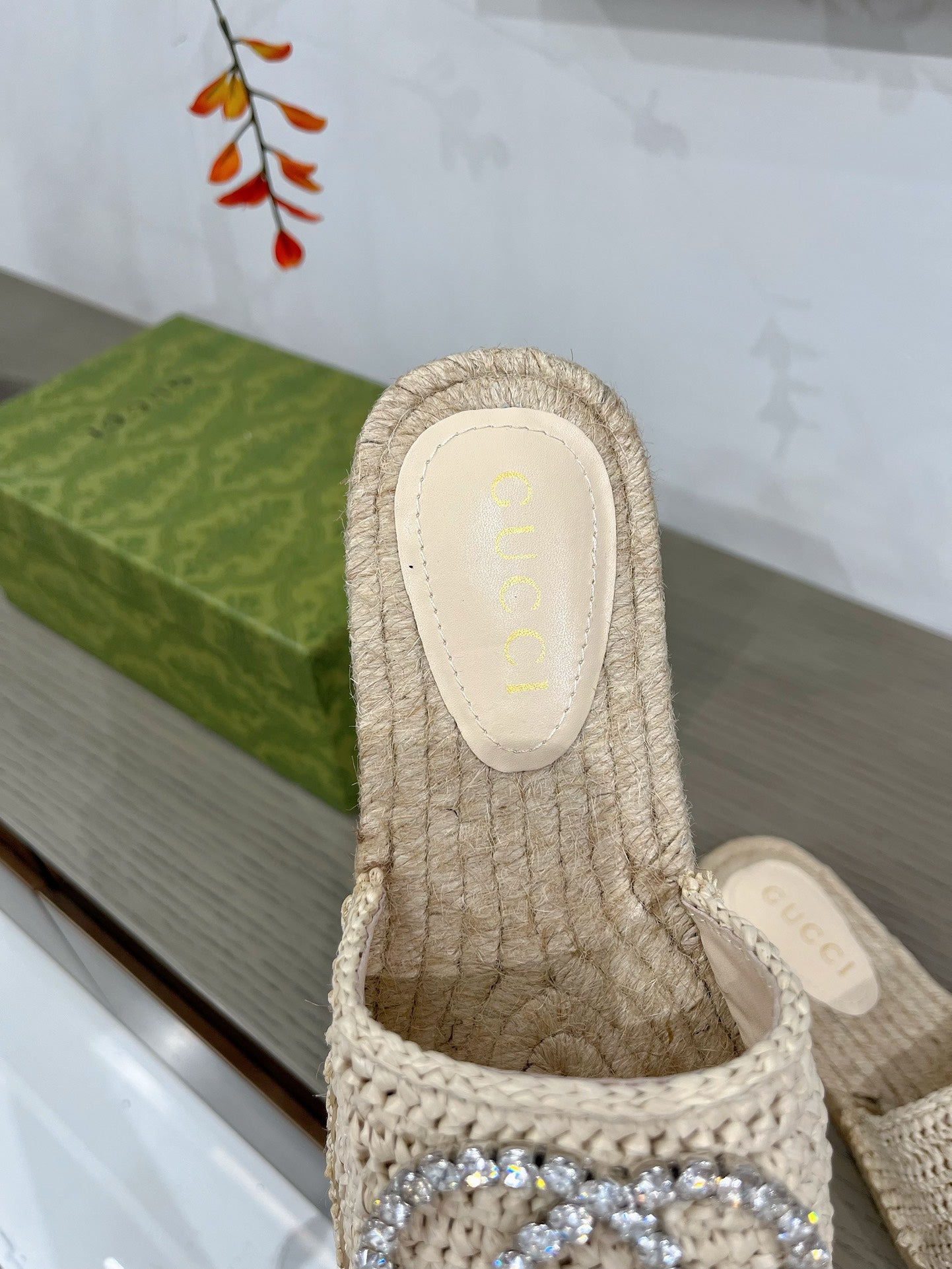 GUCCI INTERLOCKING G ESPADRILLE CREAM FABRIC