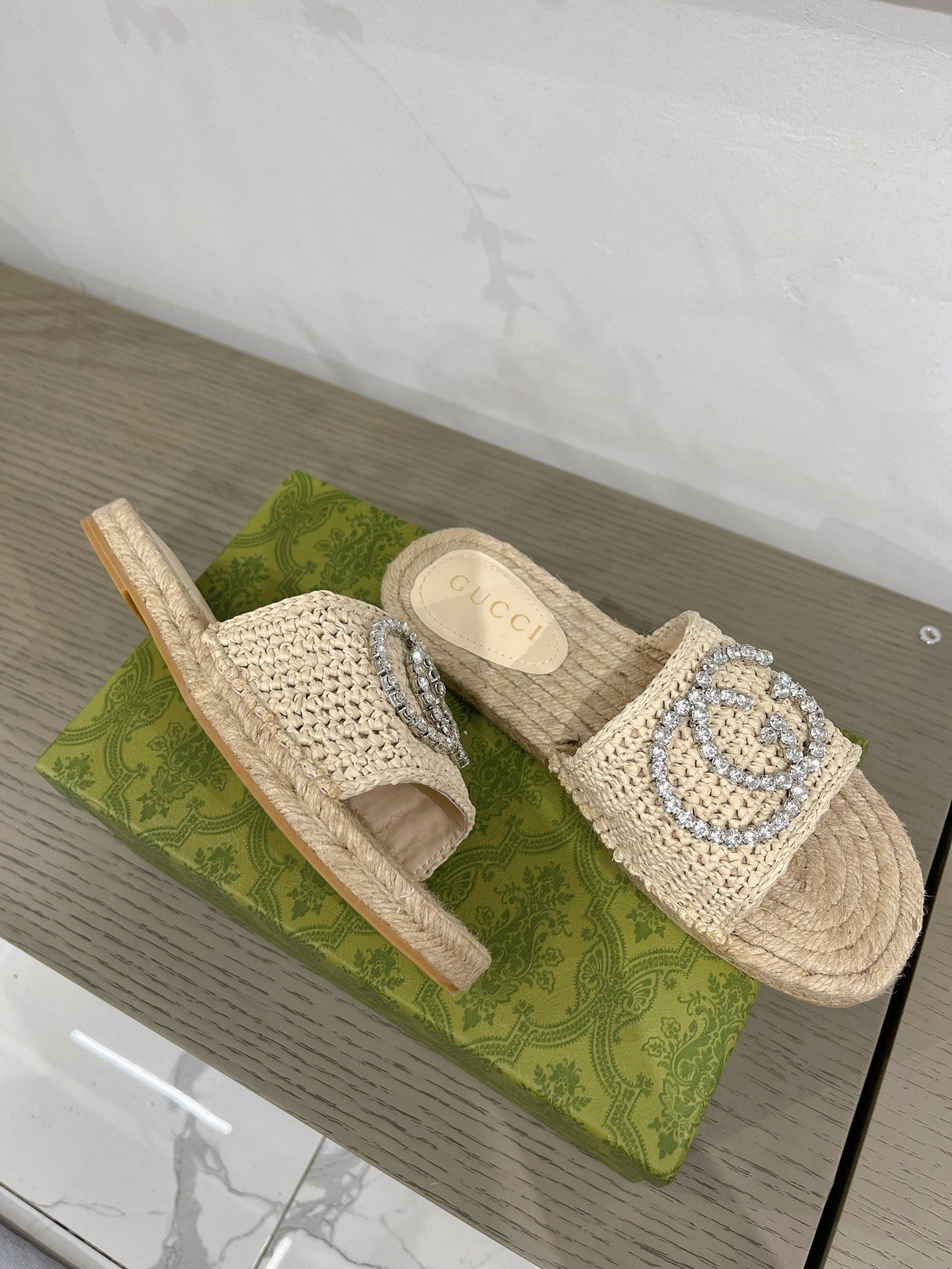 GUCCI INTERLOCKING G ESPADRILLE CREAM FABRIC