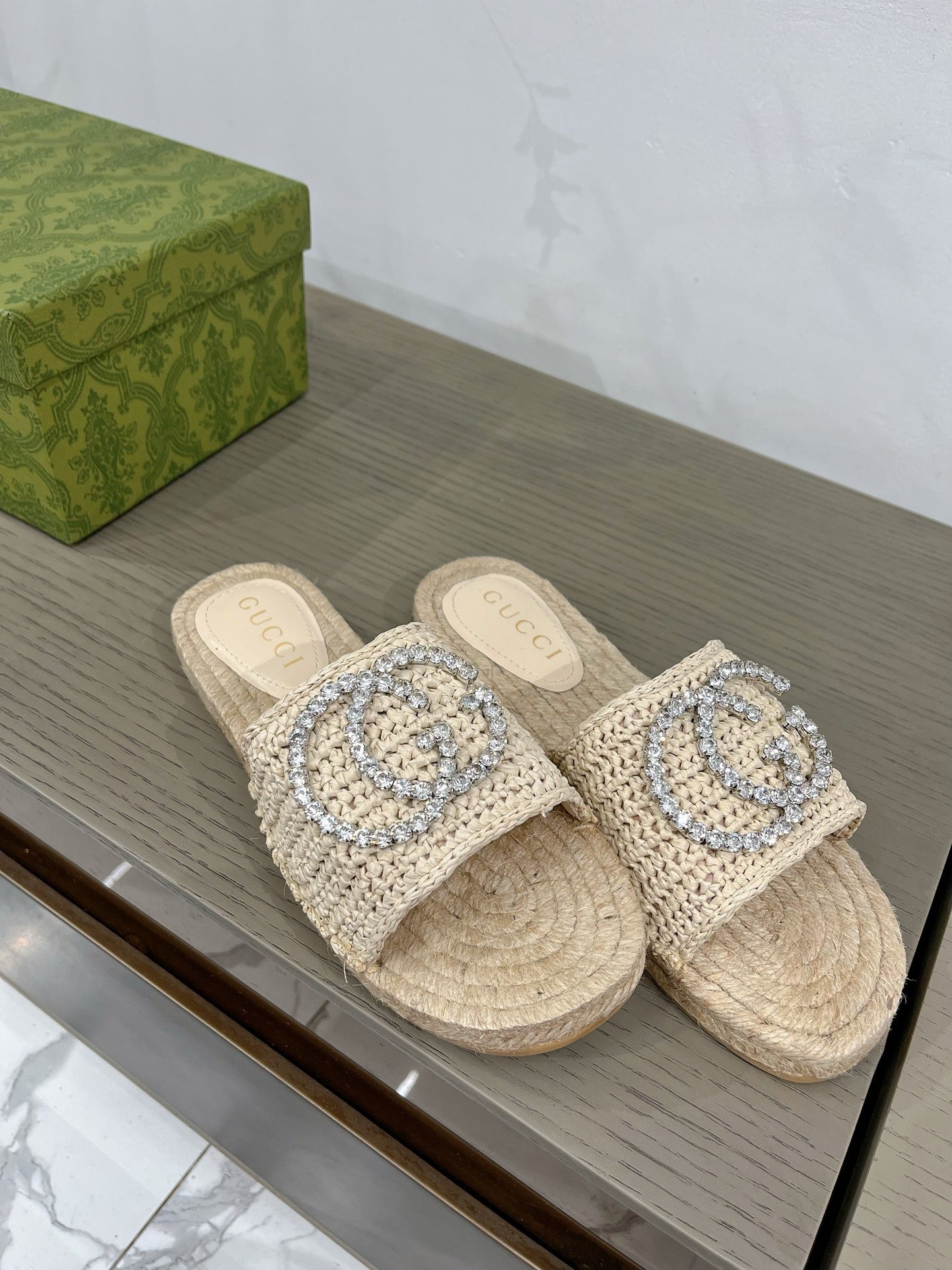 GUCCI INTERLOCKING G ESPADRILLE CREAM FABRIC
