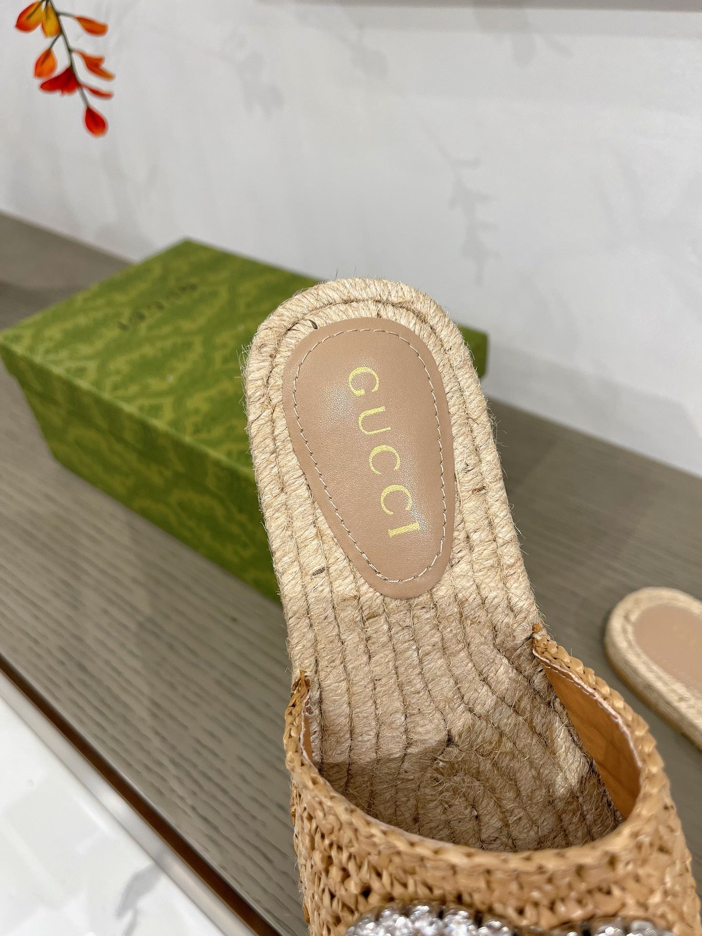 GUCCI INTERLOCKING G ESPADRILLE COPPER FABRIC