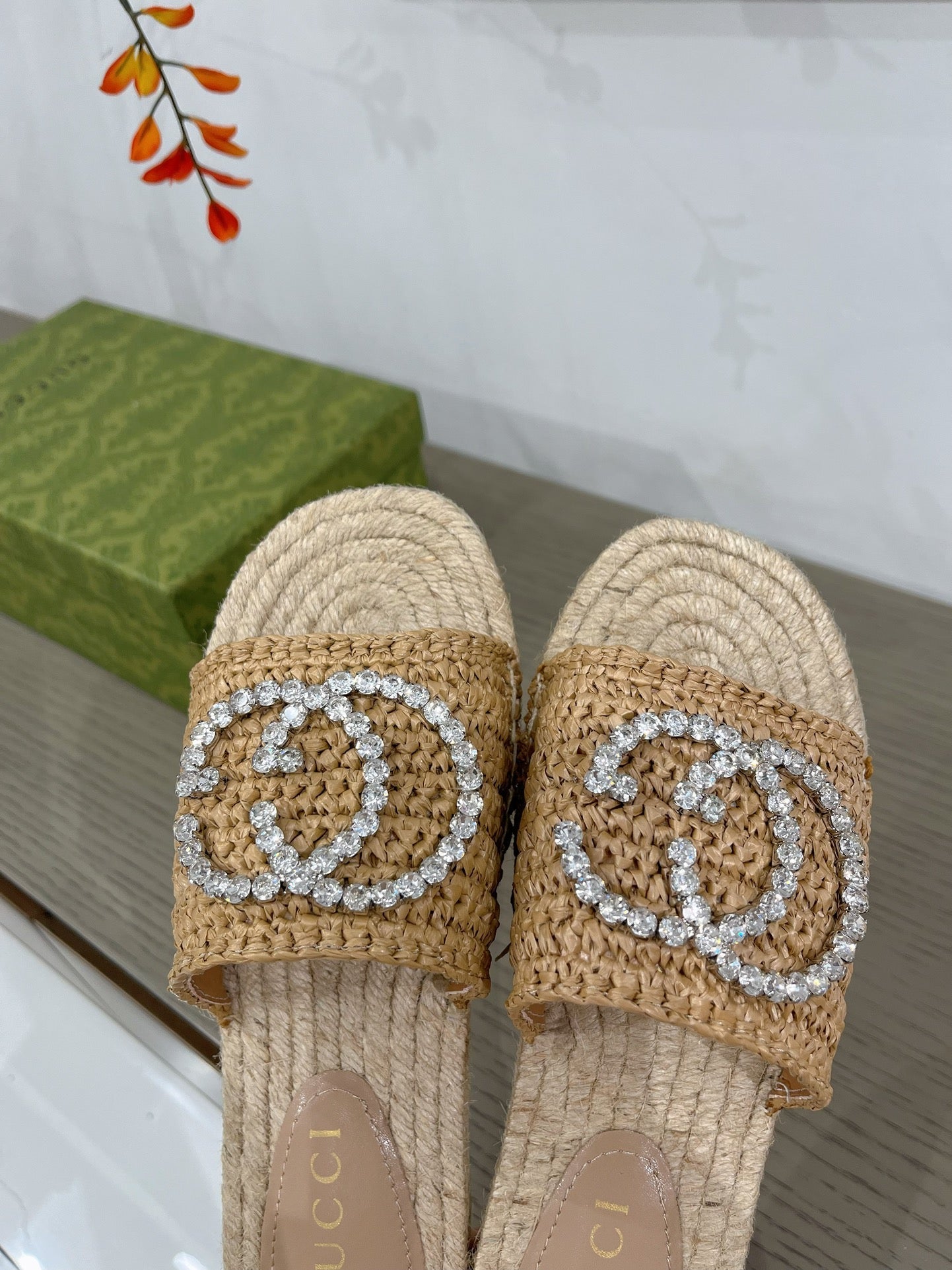 GUCCI INTERLOCKING G ESPADRILLE COPPER FABRIC