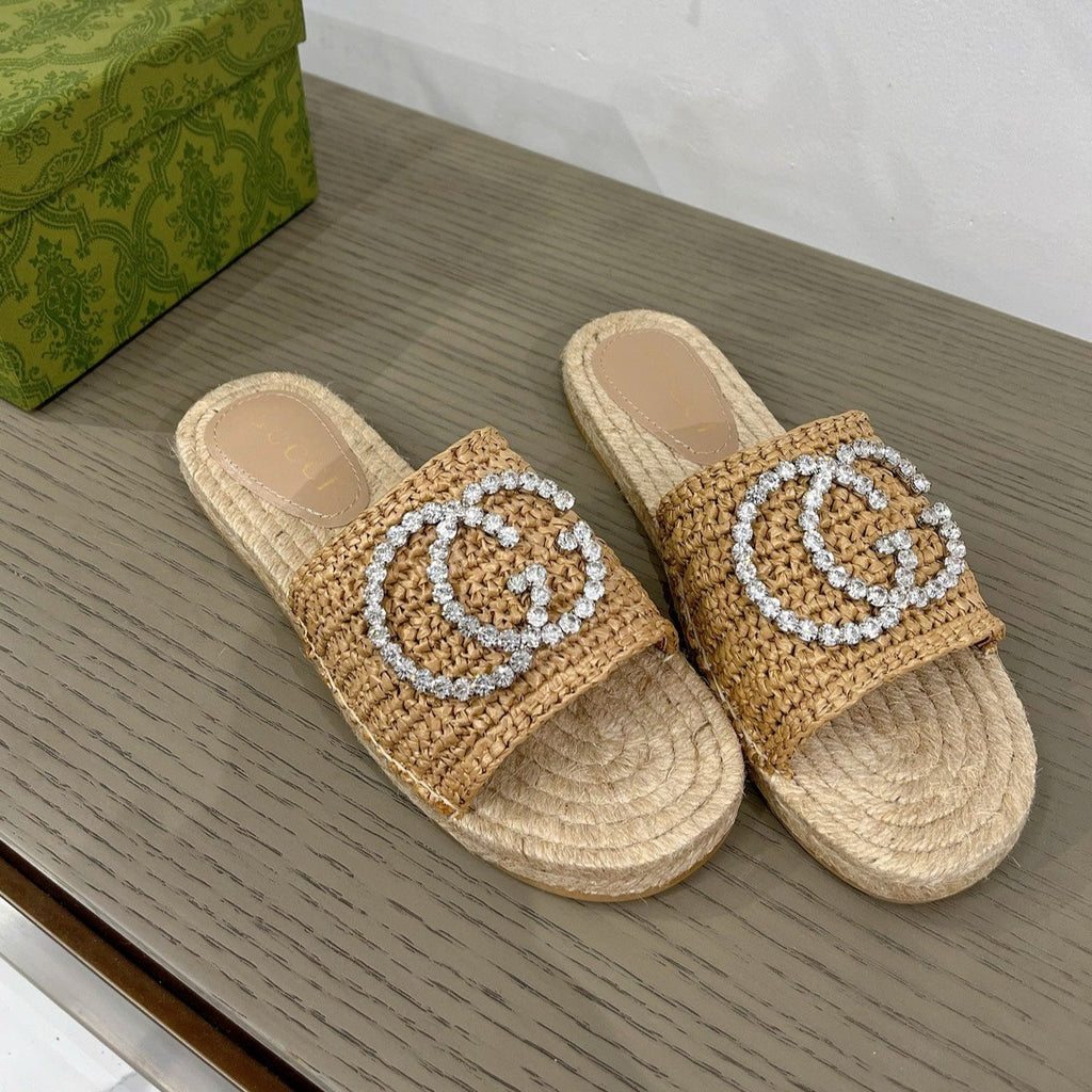 GUCCI INTERLOCKING G ESPADRILLE COPPER FABRIC