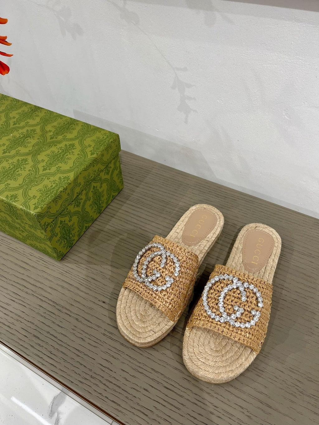 GUCCI INTERLOCKING G ESPADRILLE COPPER FABRIC