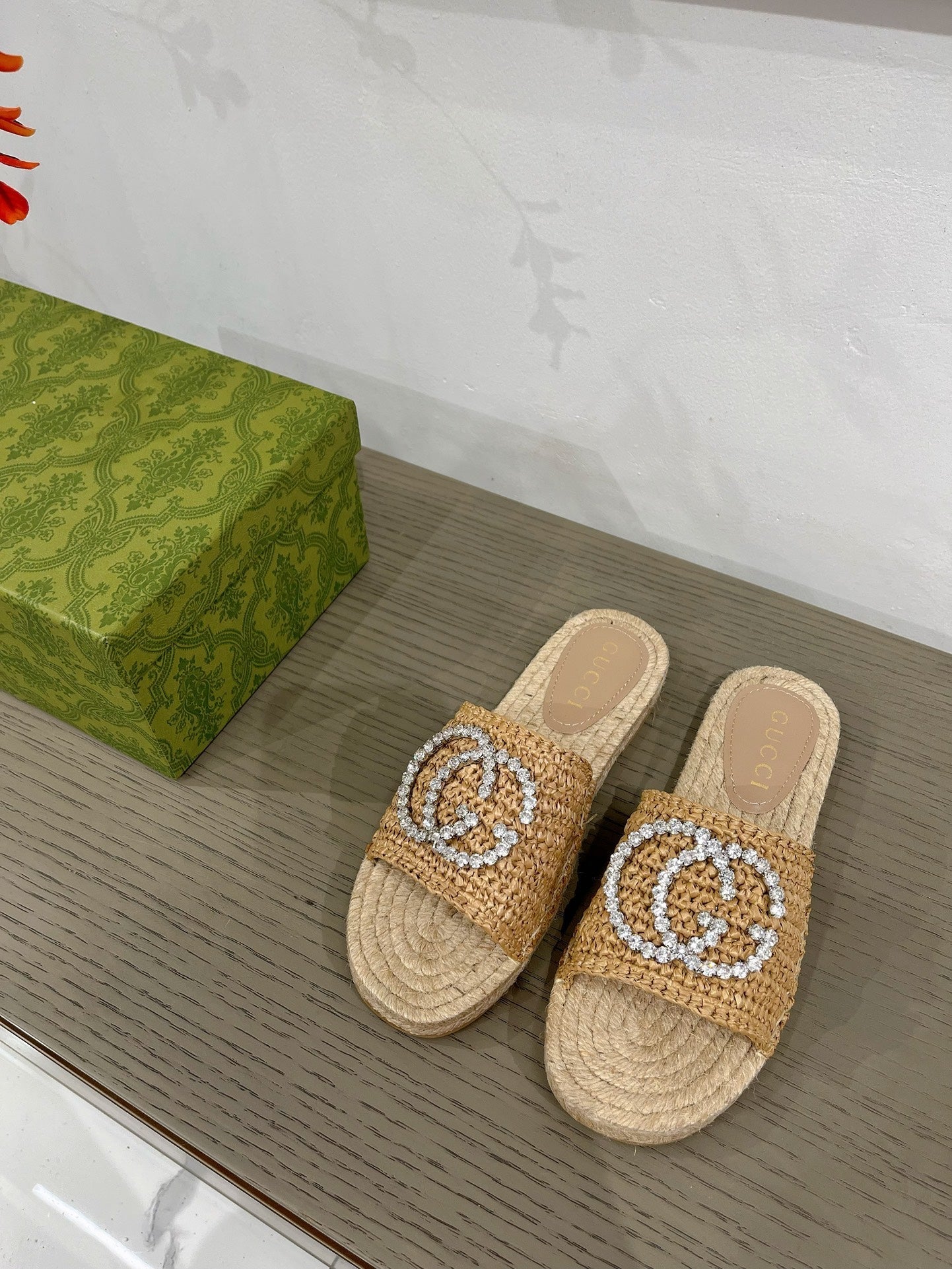 GUCCI INTERLOCKING G ESPADRILLE COPPER FABRIC