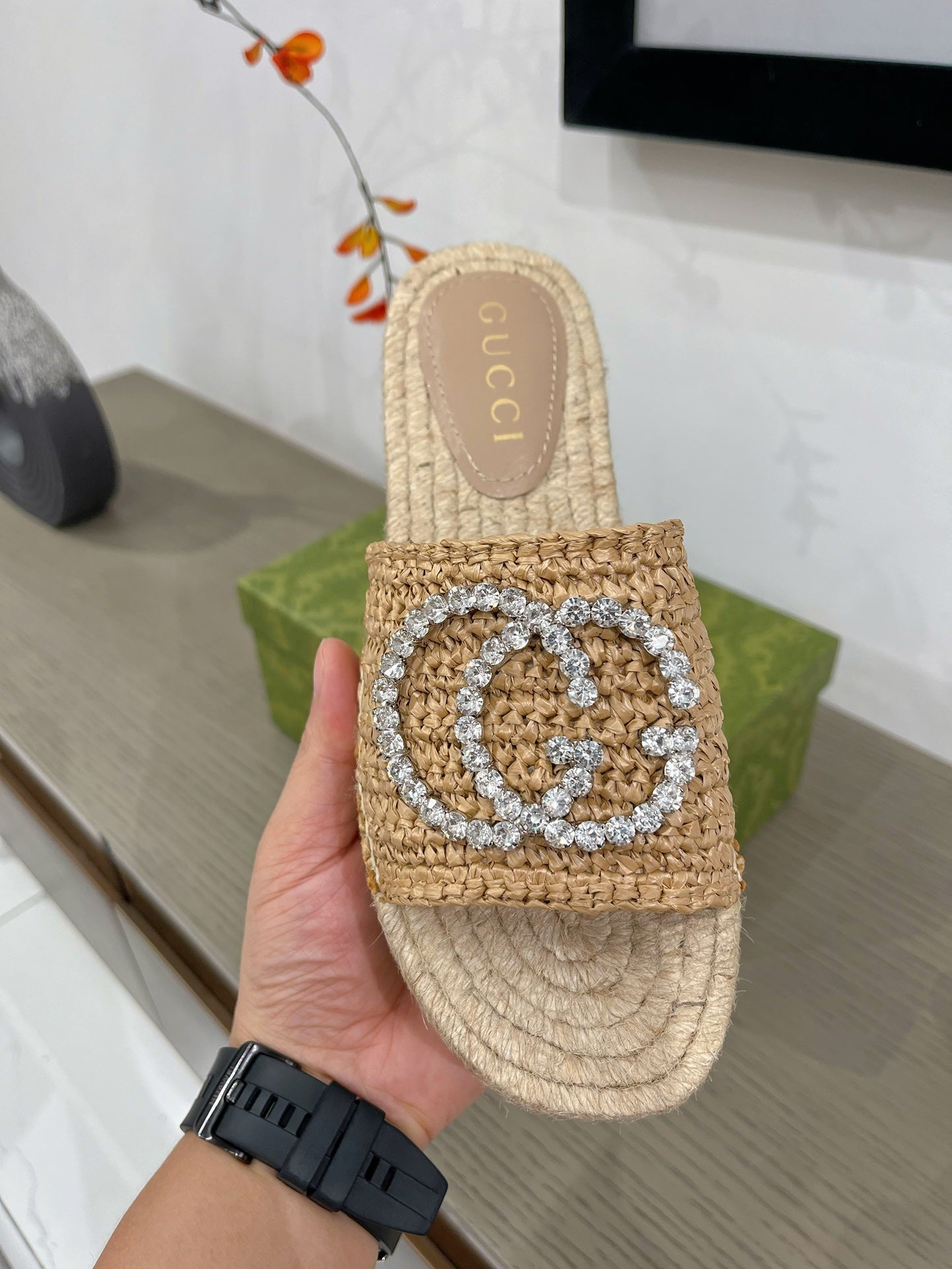 GUCCI INTERLOCKING G ESPADRILLE COPPER FABRIC