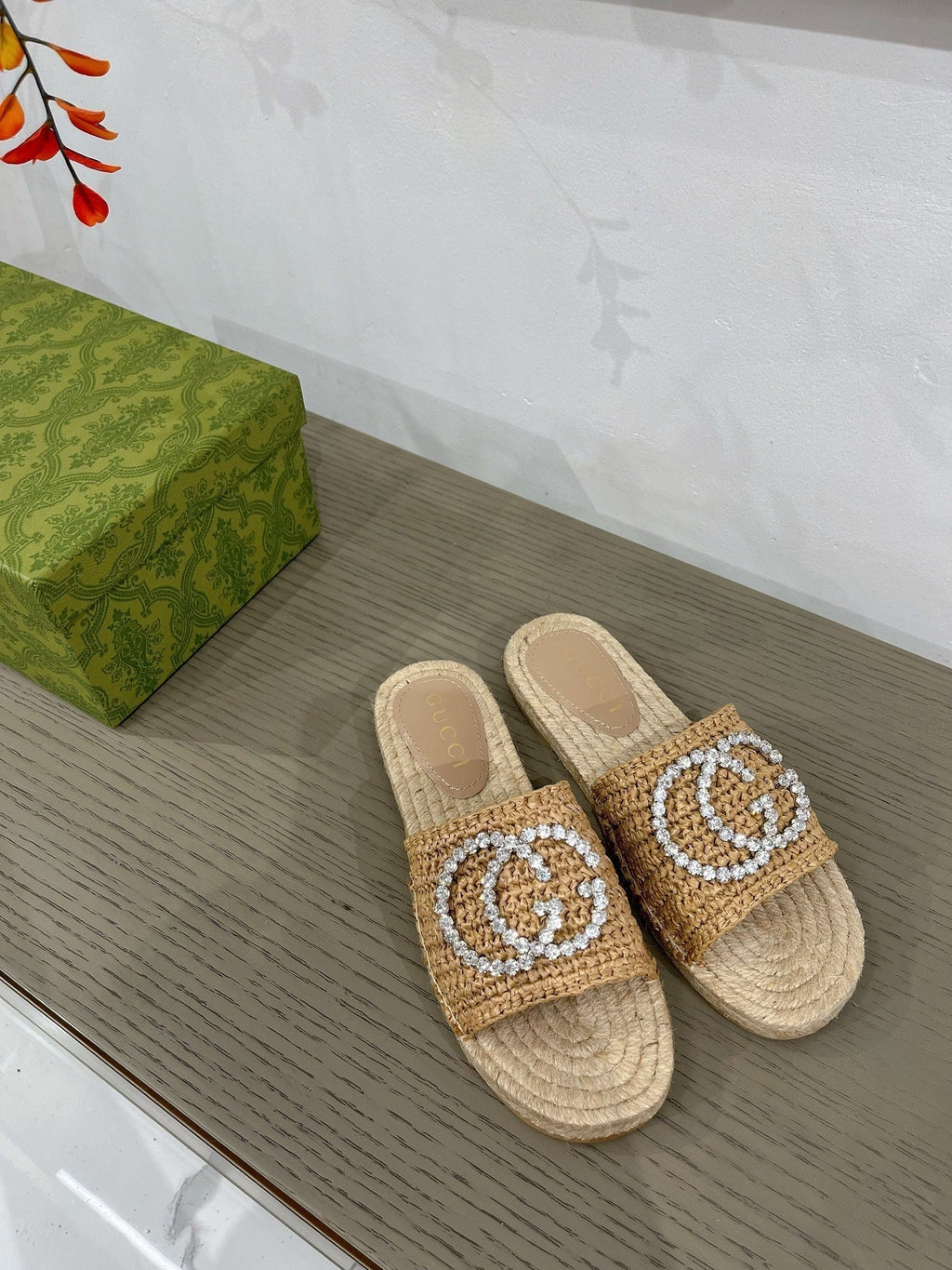 GUCCI INTERLOCKING G ESPADRILLE COPPER FABRIC