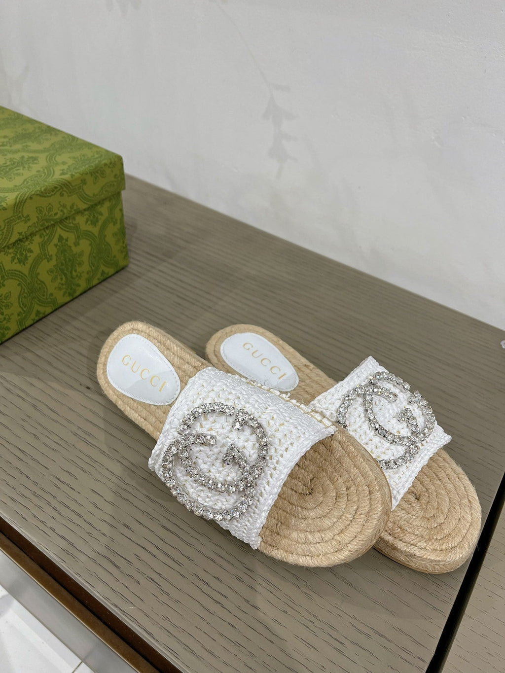 GUCCI INTERLOCKING G ESPADRILLE WHITE FABRIC