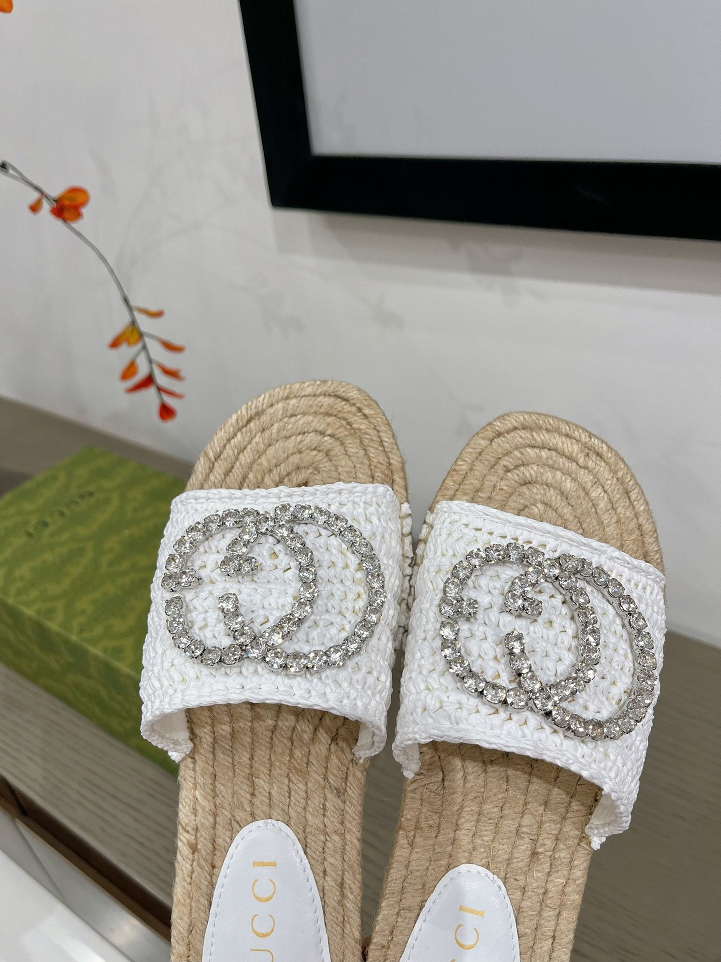GUCCI INTERLOCKING G ESPADRILLE WHITE FABRIC