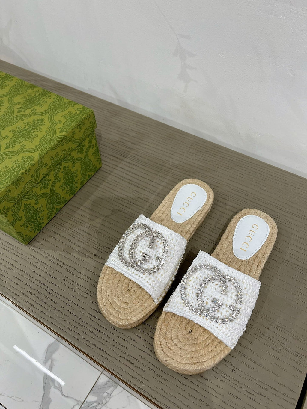 GUCCI INTERLOCKING G ESPADRILLE WHITE FABRIC