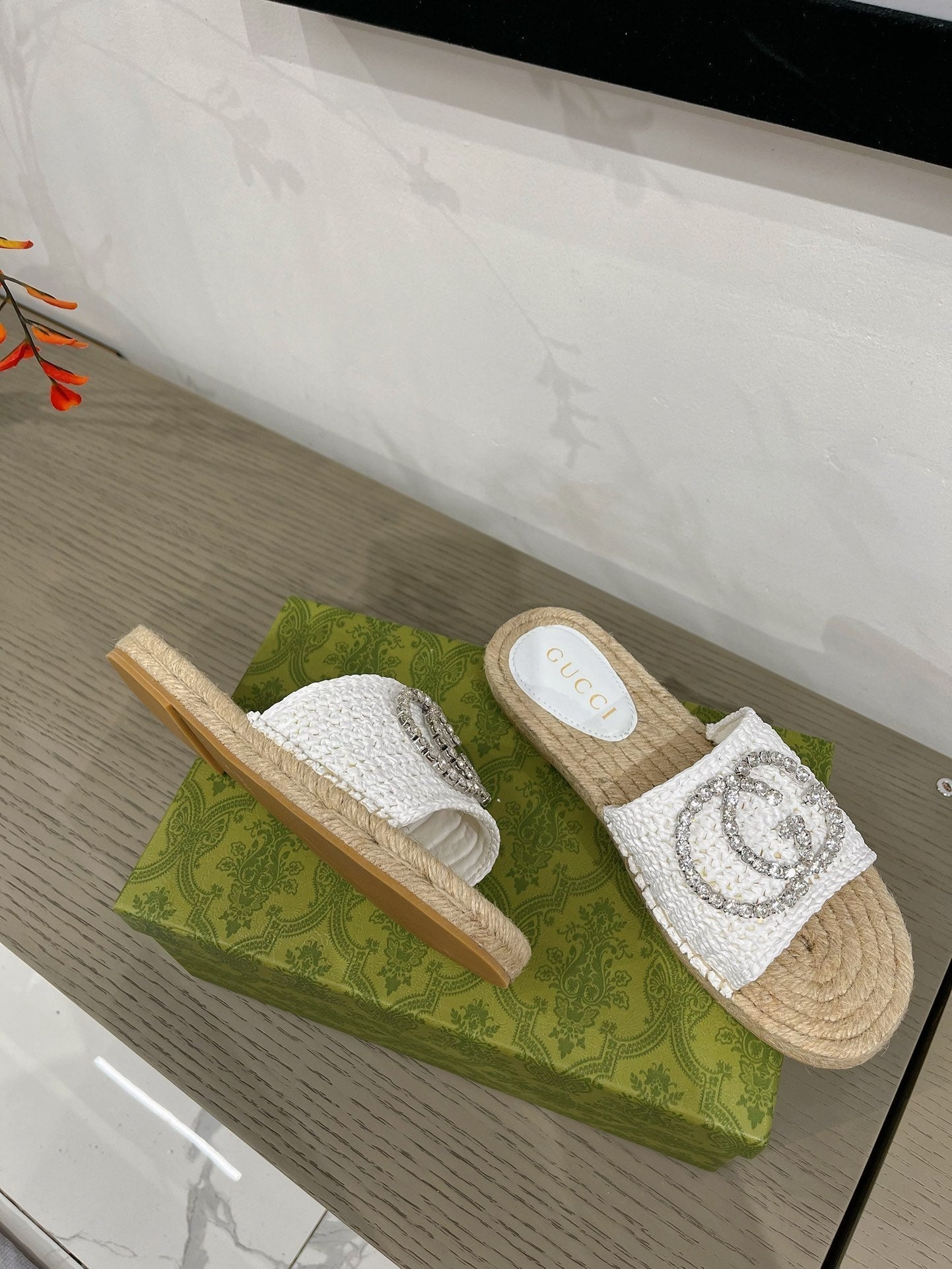 GUCCI INTERLOCKING G ESPADRILLE WHITE FABRIC