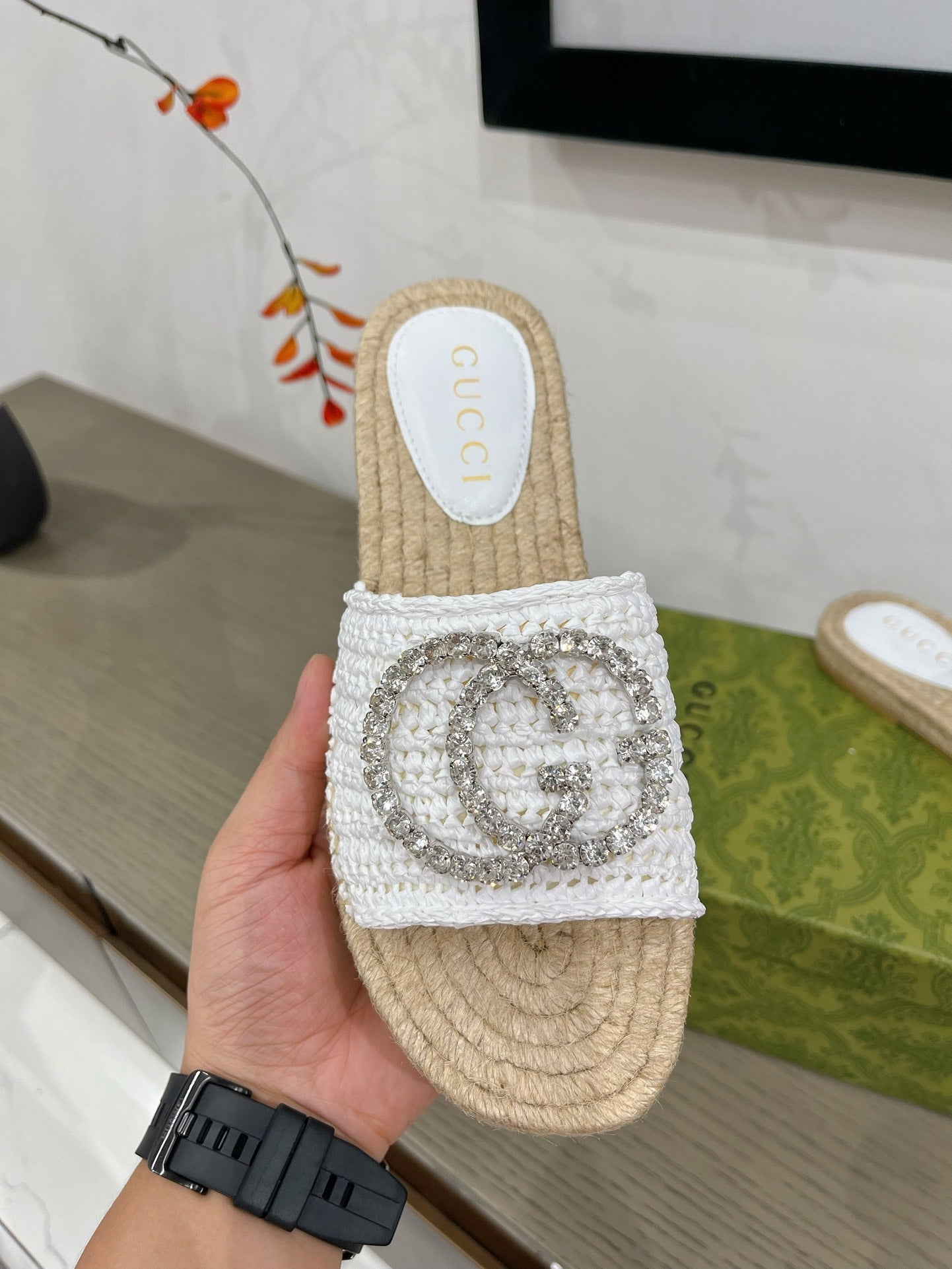 GUCCI INTERLOCKING G ESPADRILLE WHITE FABRIC