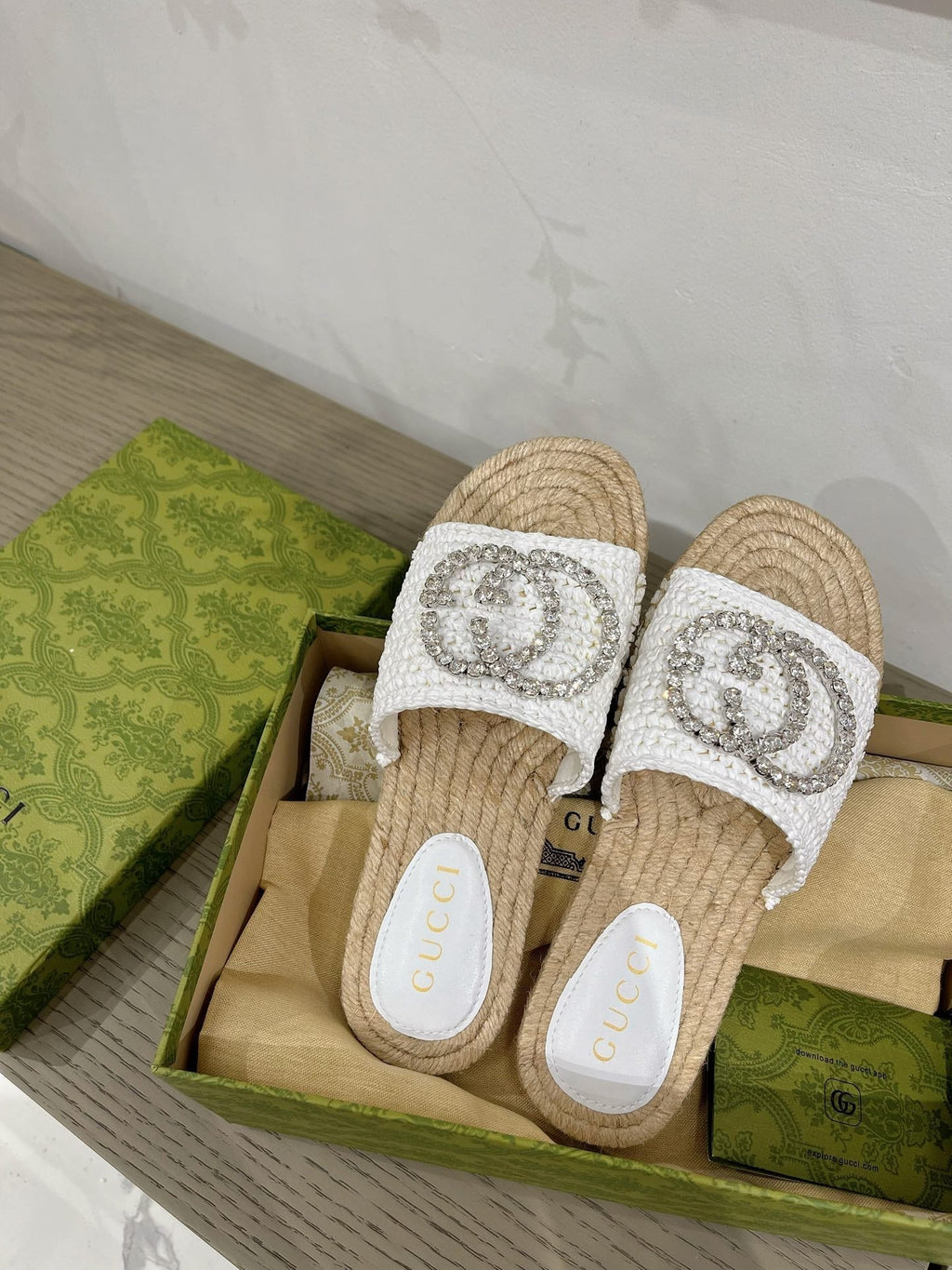 GUCCI INTERLOCKING G ESPADRILLE WHITE FABRIC