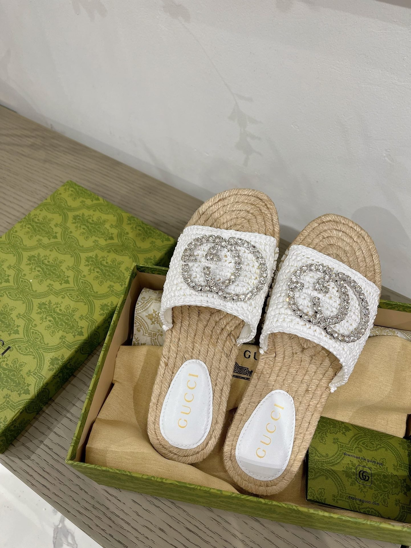 GUCCI INTERLOCKING G ESPADRILLE WHITE FABRIC