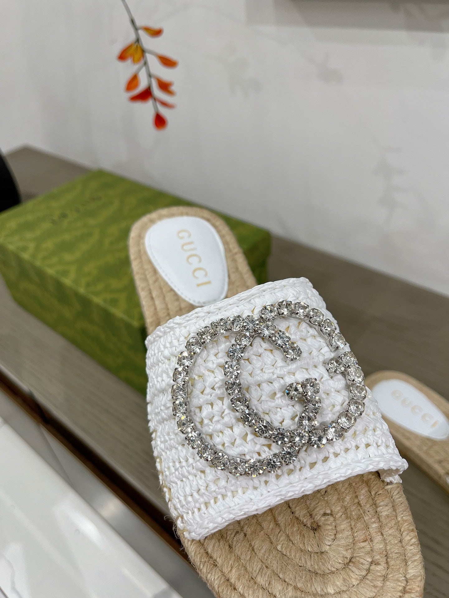 GUCCI INTERLOCKING G ESPADRILLE WHITE FABRIC