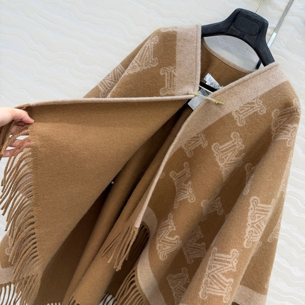 MAX MARA 25S FRINGED KNIT CAPE 166