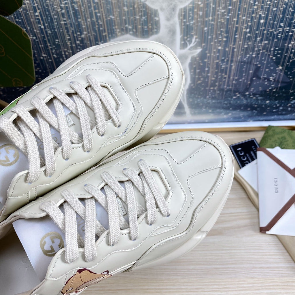 GUCCI COUPLE TRAINER WHITE CALFSKIN WITH CAPYBARA ICON