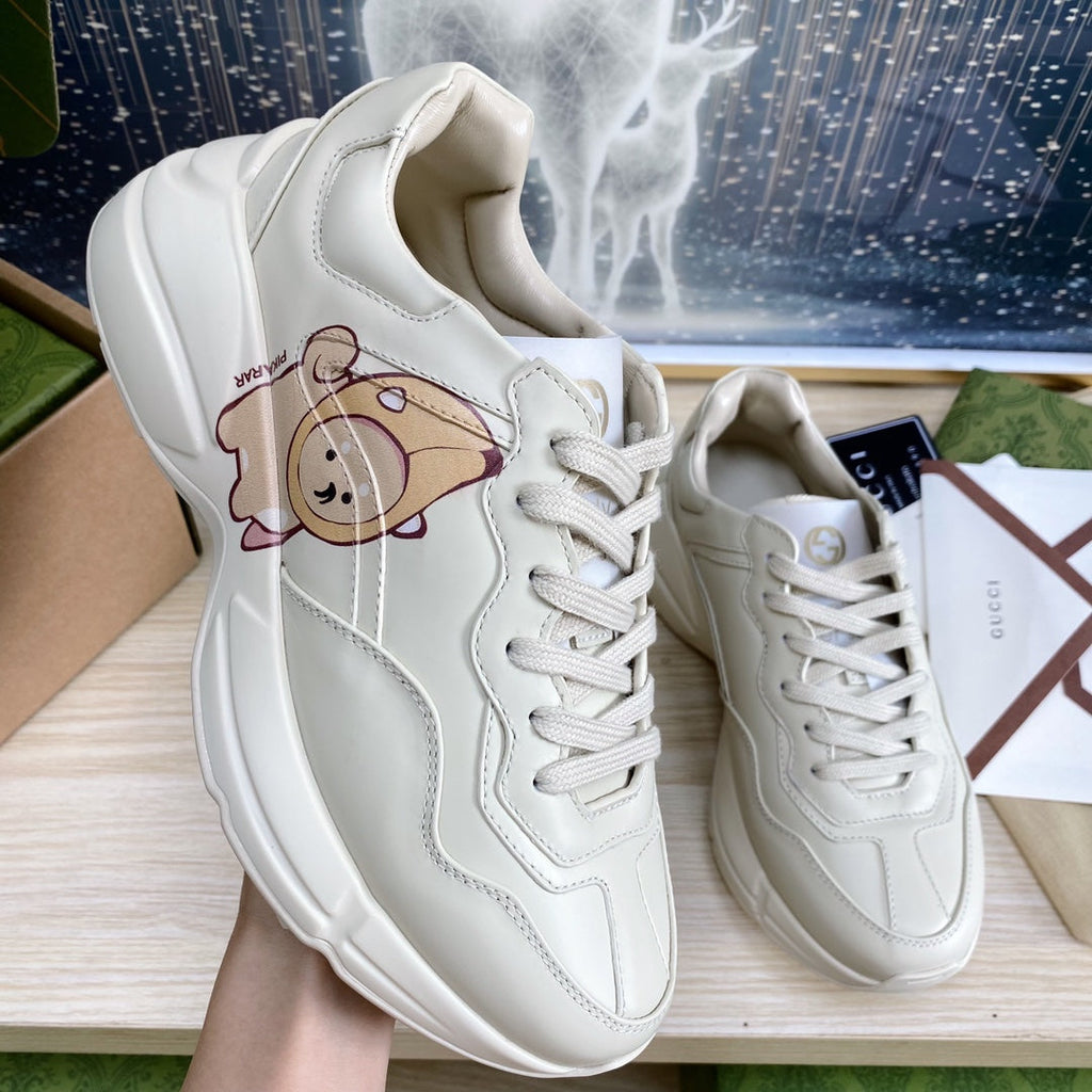 GUCCI COUPLE TRAINER WHITE CALFSKIN WITH CAPYBARA ICON