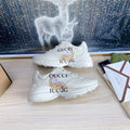 GUCCI COUPLE TRAINER WHITE CALFSKIN WITH TWO CATS ICON