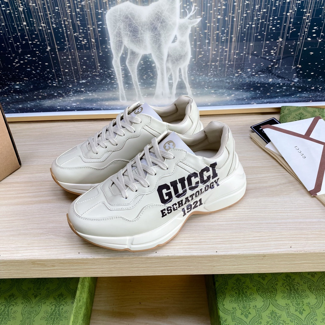 GUCCI COUPLE TRAINER WHITE CALFSKIN WITH ICON 25