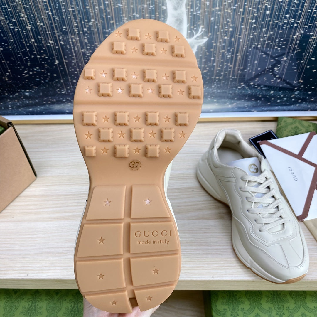 GUCCI COUPLE TRAINER WHITE CALFSKIN WITH ICON 25